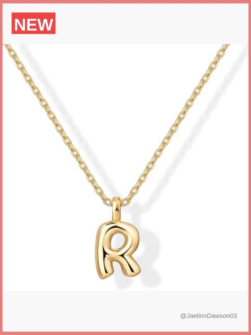 Dainty Chunky Bubble Initial Letter Pendant Necklace 18in